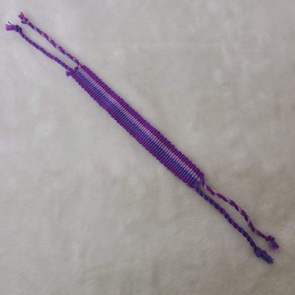 Hand Woven Braided Friendship Bracelet Shades of Purple Blue Pink Red - Picture 2 of 12
